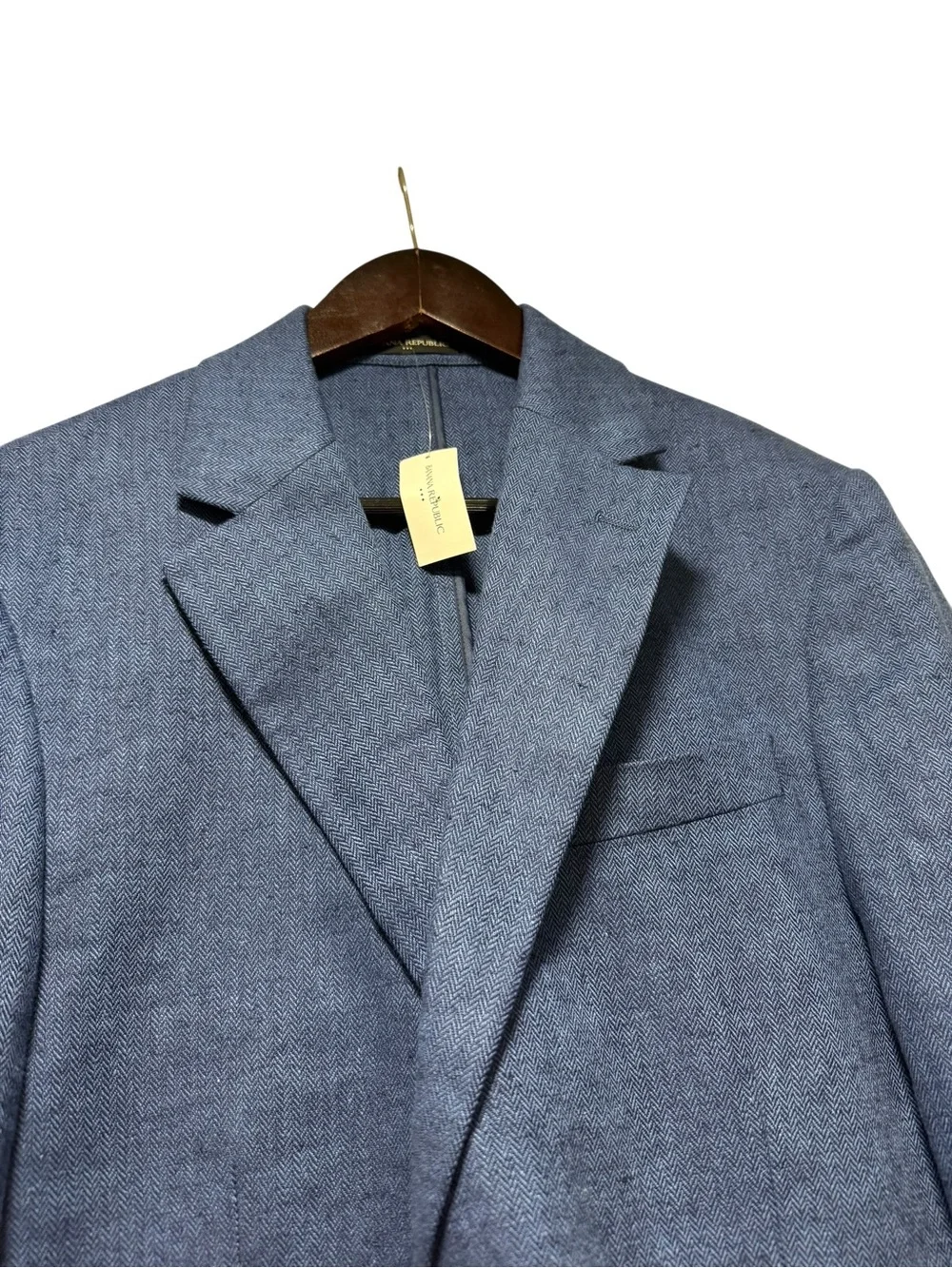 Banana Republic Blue Herringbone Linen Sports Blazer Coat Size 38S Tailored Fit